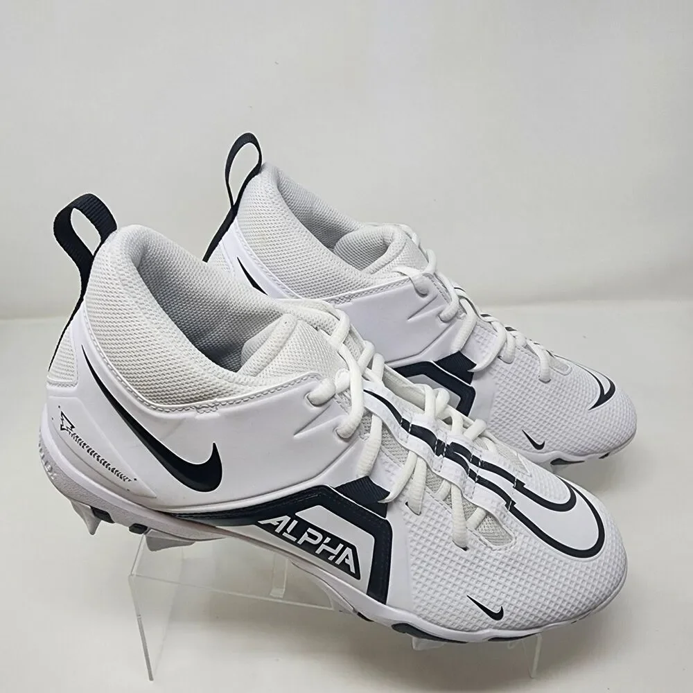 Nike Football Cleats Mens 10 White Black Alpha Menace 3 Low Fastflex